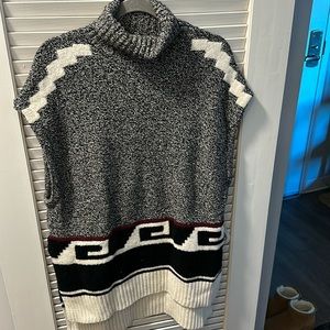 Loft Women’s Grey Marled Sleeveless Turtleneck Thick Sweater Top